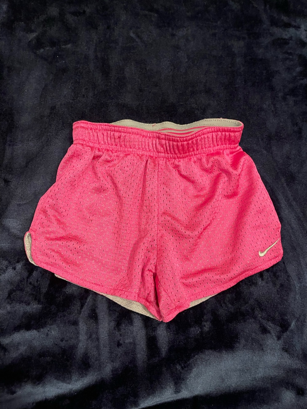 Nike Kids Hot Pink Mesh Shorts with Tan Trim